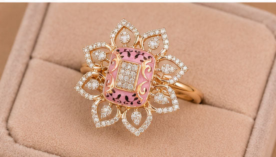 Golden Majesty Double Halo Diamond Ring in 14Kt Gold | 0.88 Ct