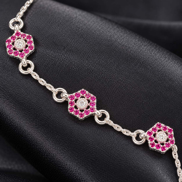 Pink Floral 925 Sterling Silver Payal Anklets
