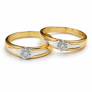 Royal Two-Tone Diamond Couple Bands | Savya Jewels | 14-kt-gold