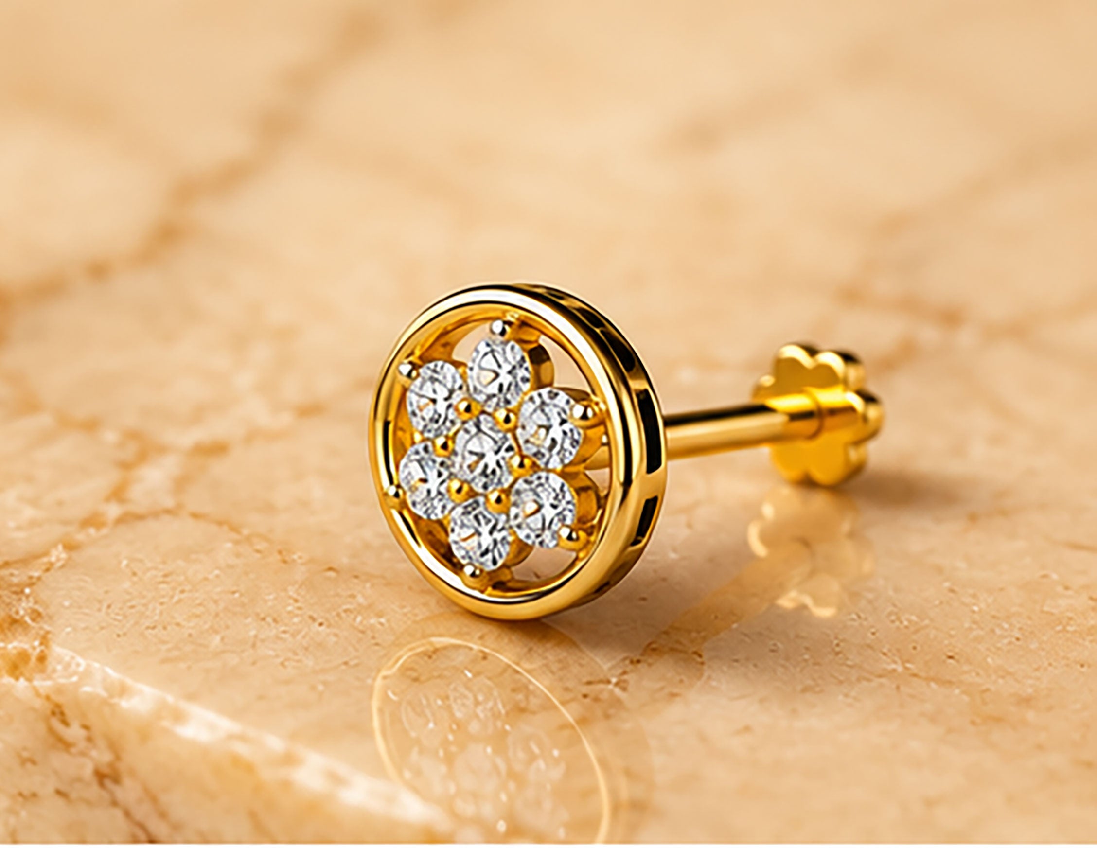 Diamond Nose Pin | Gold & Diamond Nose Pin | Savya Jewels