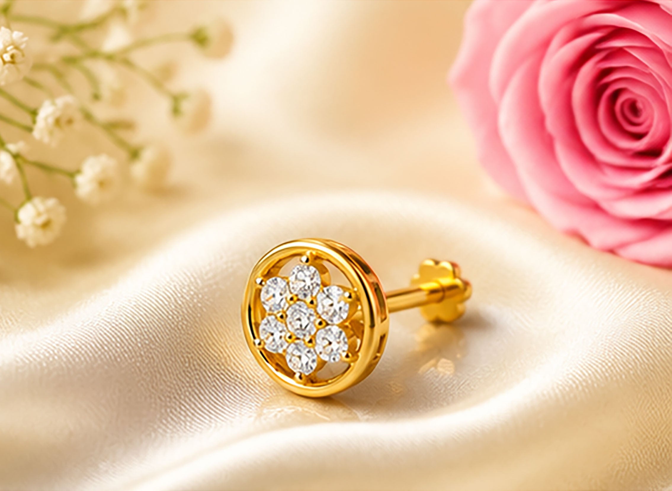 Diamond Nose Pin | Gold & Diamond Nose Pin | Savya Jewels