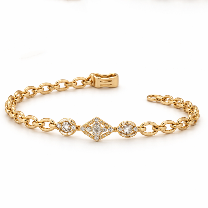 Radiant Motif Diamond Chain Bracelet | Savya Jewels | 14-kt-gold
