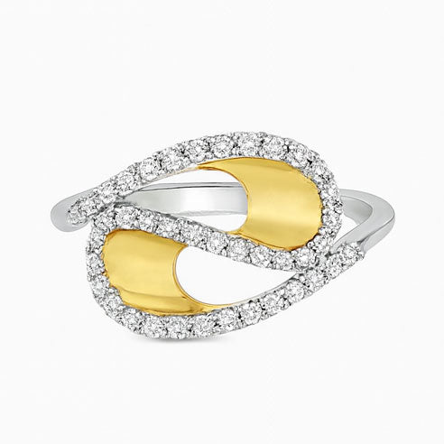 Best Golden Scoop Modern Diamond Ring in Meerut | Savya Jewels