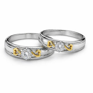 Two-Tone Heart Diamond Couple Bands | Savya Jewels | 14-kt-gold
