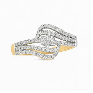 Best Ripple Blossom Yellow Gold Diamond Ring in Meerut | Savya Jewels