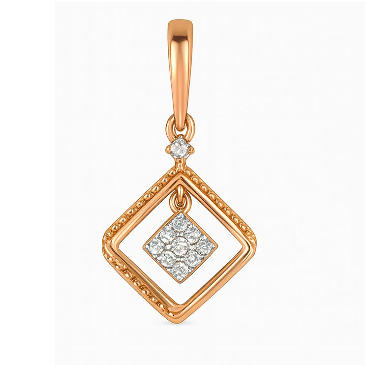 Rose Gold Double Square Diamond Pendant | Savya Jewels | 18-kt-gold