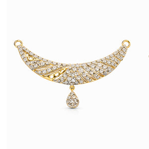 Sitara Feather Curve Diamond Drop Double Kunda Pendant | Savya Jewels | 18-kt-gold