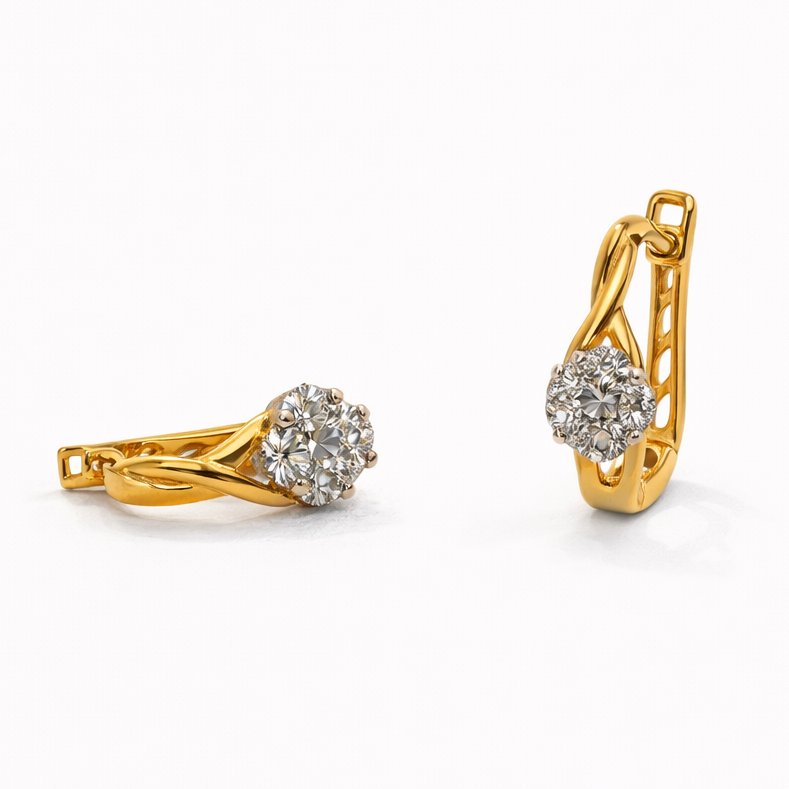 Best Luxury Swirl Diamond Hoop Earrings – Daily Wear in Meerut | Savya Jewels