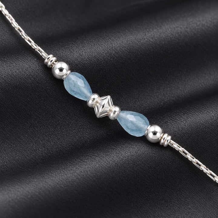 Sky Blue Beaded 925 Sterling Silver Payal Anklets