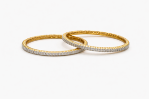 Subtle Flower Diamond Bangles in Yellow Gold | Savya Jewels | 14-kt-gold