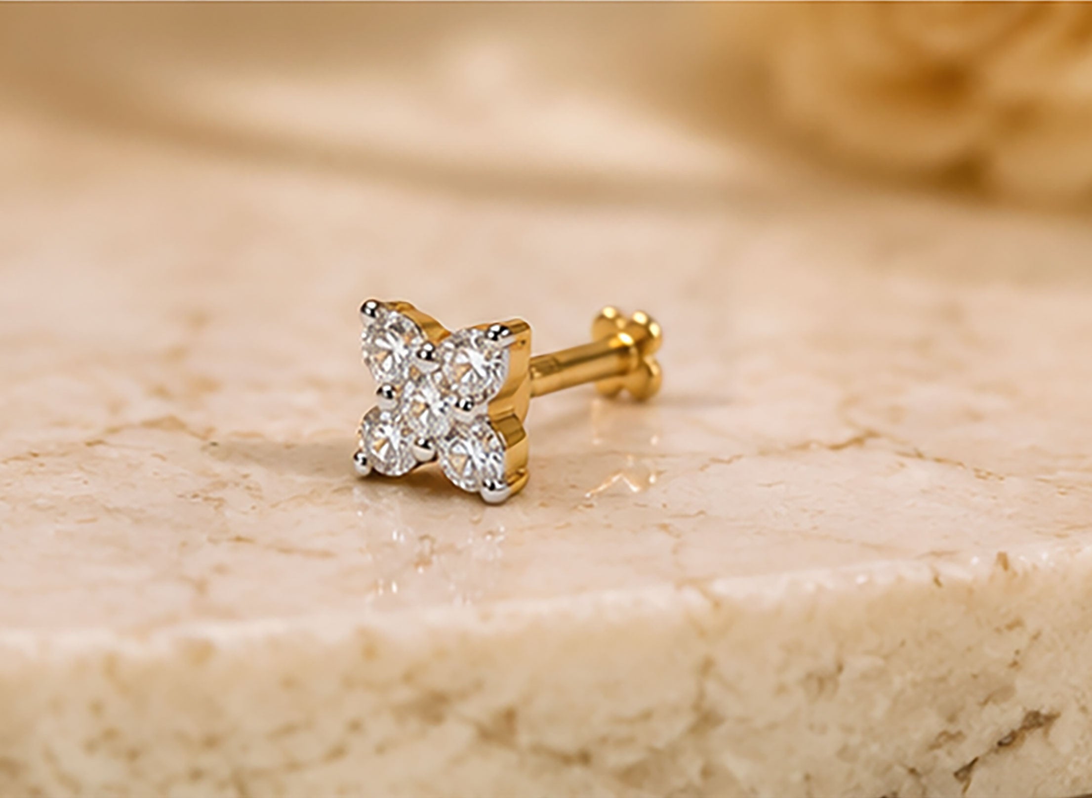 Diamond Nose Pin | Gold & Diamond Nose Pin | Savya Jewels