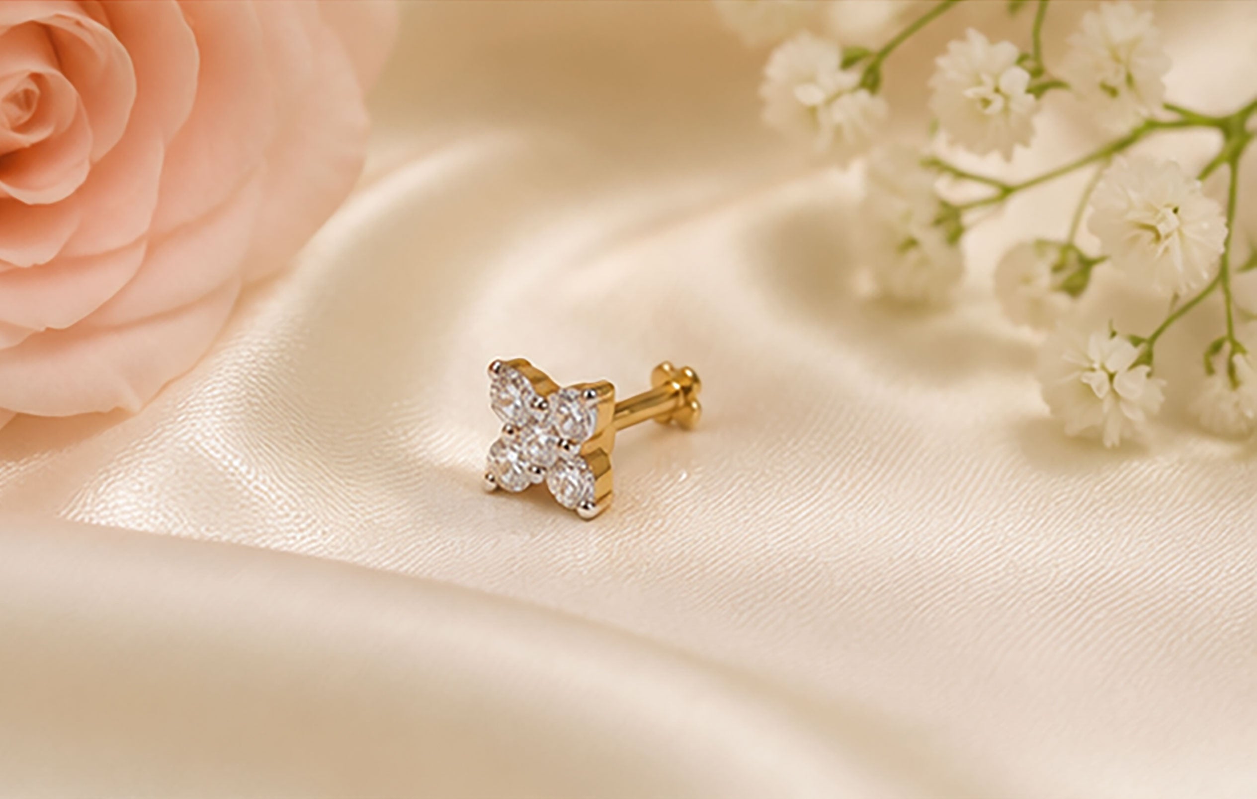 Diamond Nose Pin | Gold & Diamond Nose Pin | Savya Jewels