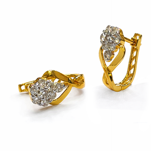 Best Classic Floral Diamond Hoop Earrings in Meerut | Savya Jewels