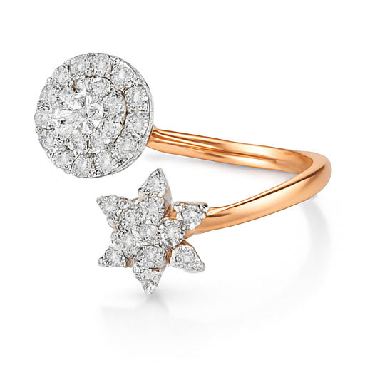 Best Moon & Star Open Diamond Ring in Meerut | Savya Jewels