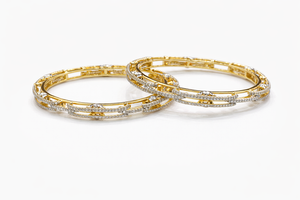 Best Heirloom-Style Twisted Diamond Bangles in Yellow Gold in Meerut | Savya Jewels
