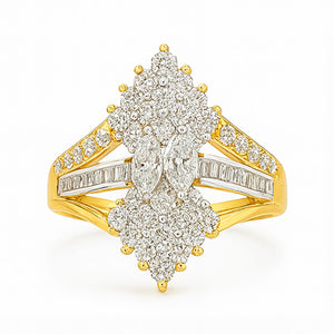 Best Elongated Flair Diamond Cocktail Ring in Meerut | Savya Jewels