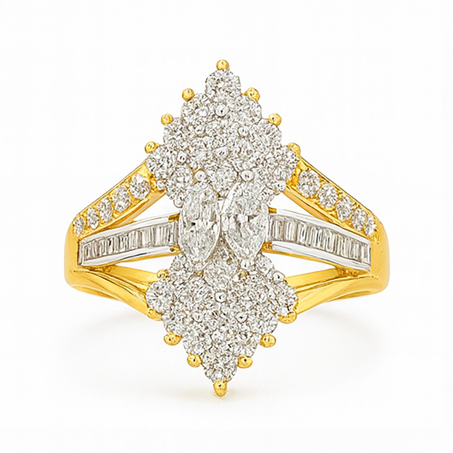 Best Elongated Flair Diamond Cocktail Ring in Meerut | Savya Jewels