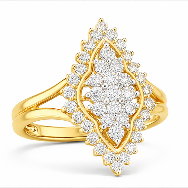 Best Grand Oval Spread Yellow Gold Diamond Ring in Meerut | Savya Jewels