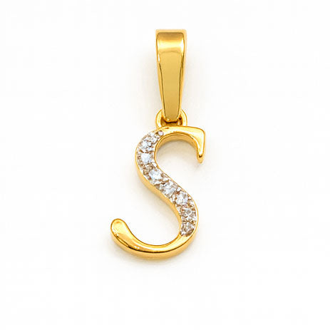 Personalised Diamond “S” Alphabet Pendant | Savya Jewels | 18-kt-gold