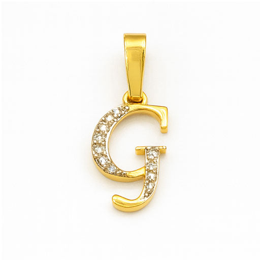 Classic “G” Diamond Letter Pendant – Yellow Gold | Savya Jewels | 18-kt-gold