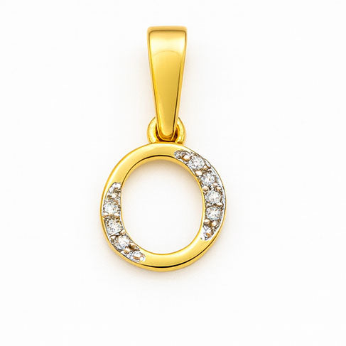 Shine “O” Diamond Alphabet Pendant – Sleek Gold Design | Savya Jewels | 18-kt-gold