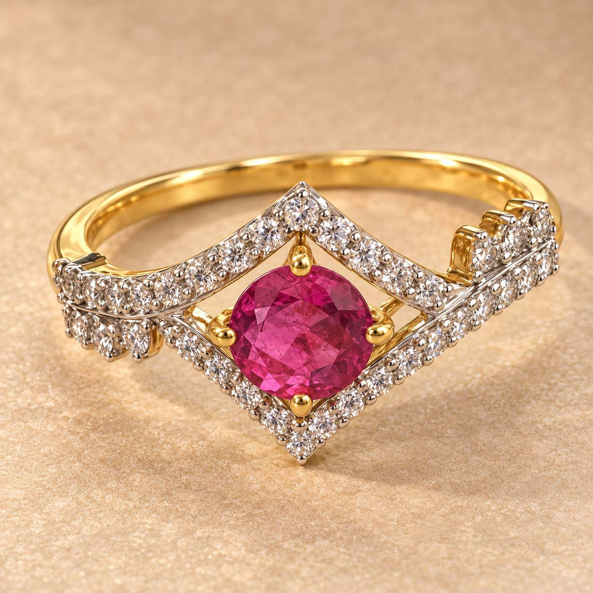 Sparkling Ruby Crown Statement Ring