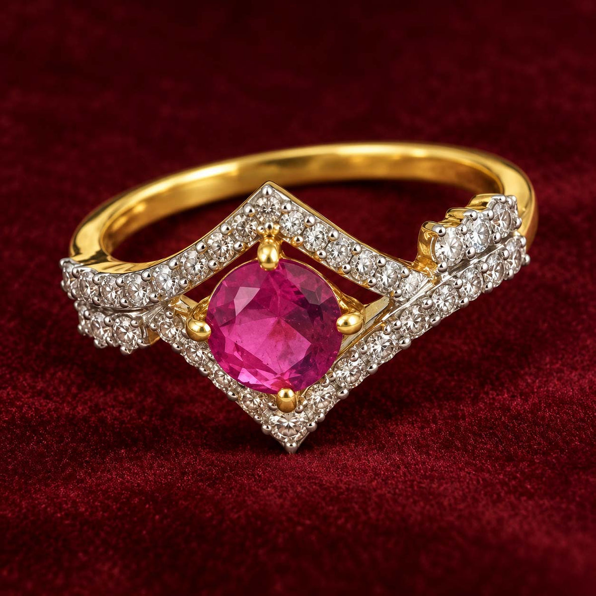 Sparkling Ruby Crown Statement Ring