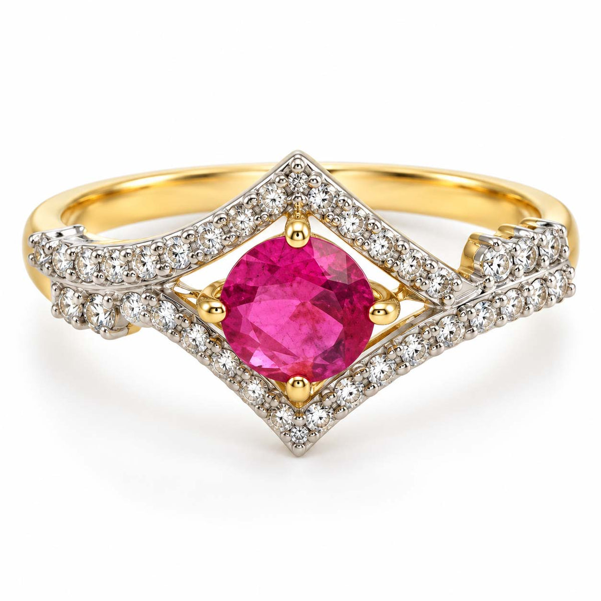 Sparkling Ruby Crown Statement Ring