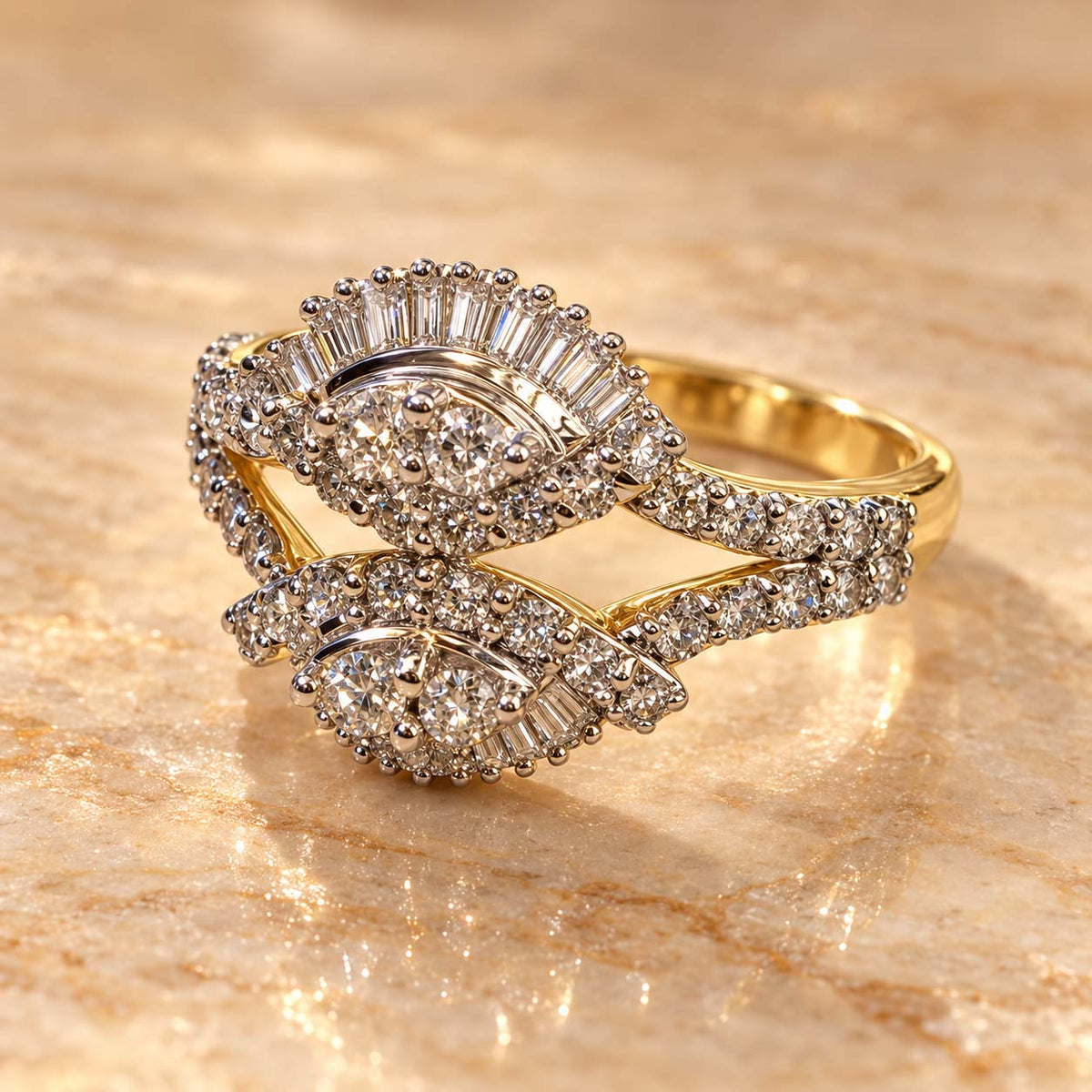 Golden Mirage Overlap Diamond Ring