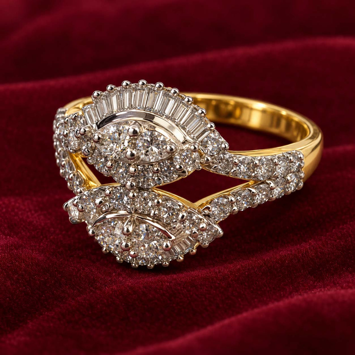 Golden Mirage Overlap Diamond Ring