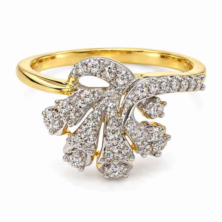 18K Gold 0.54 Ct Floral Diamond Cluster Ring