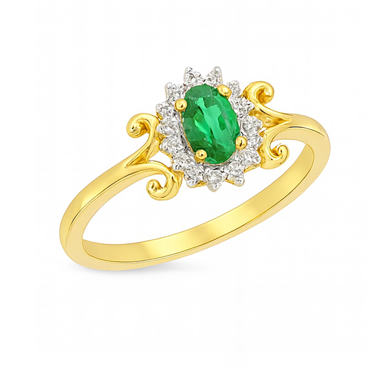 Best Regal Oval Emerald Halo Ring in Meerut | Savya Jewels