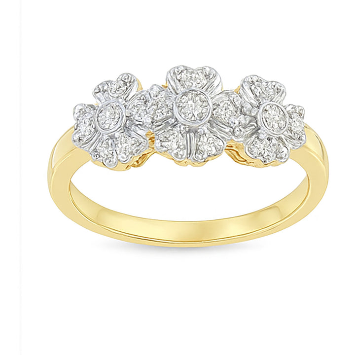 Three Flowers Diamond Cluster Ring | Savya Jewels | 18Kt 18-kt-gold
