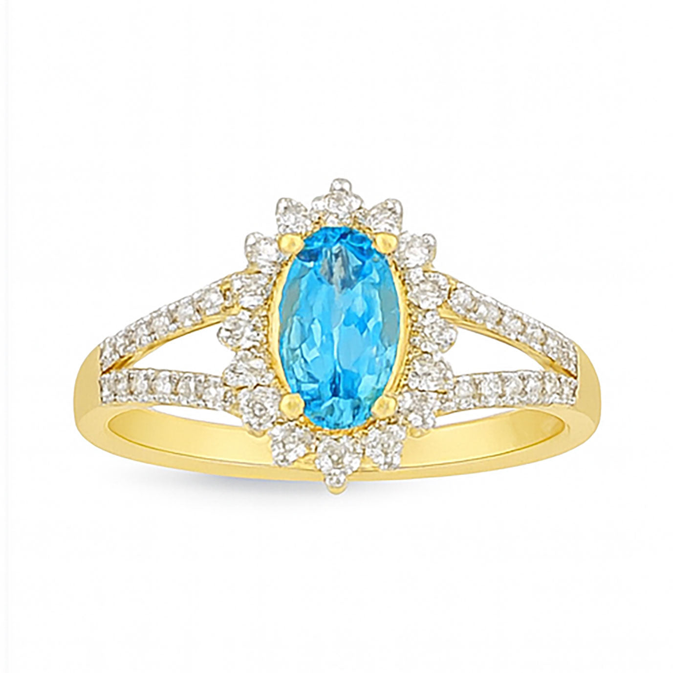 Aurora Blue Oval Halo Diamond Ring | Savya Jewels | 18Kt 14-kt-gold | sapphire