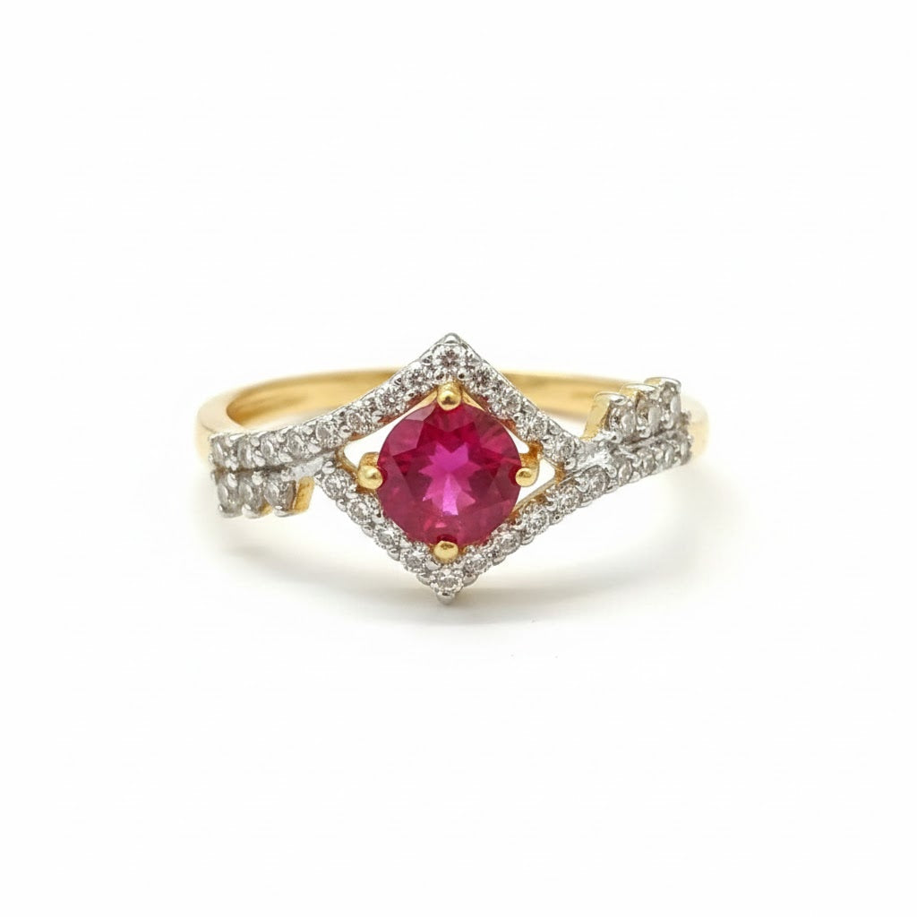 Sparkling Ruby Crown Statement Ring | Savya Jewels | 18Kt 14-kt-gold | ruby