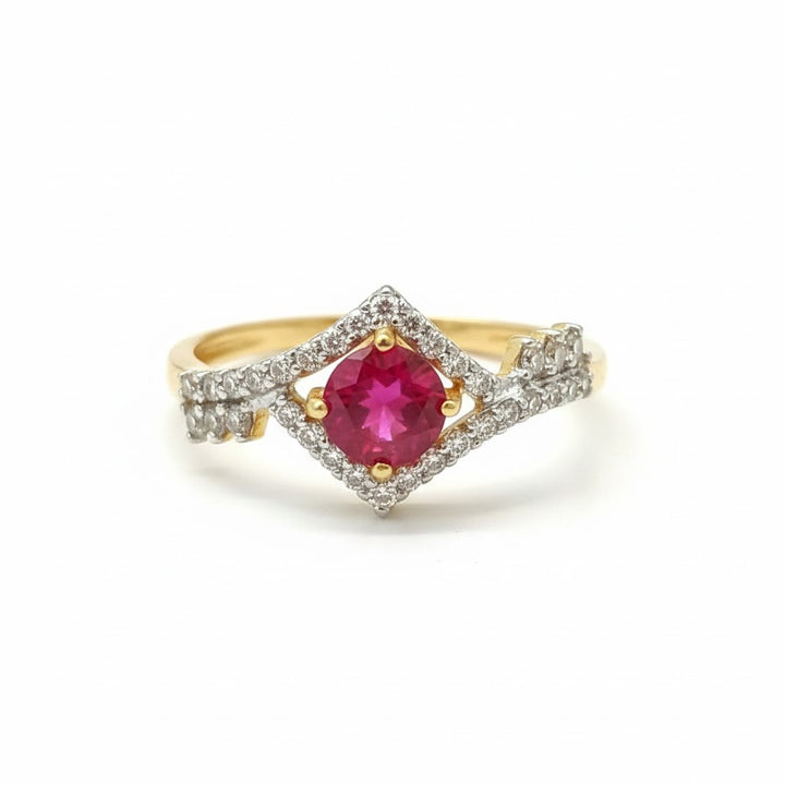 Sparkling Ruby Crown Statement Ring | Savya Jewels | 18Kt 14-kt-gold | ruby