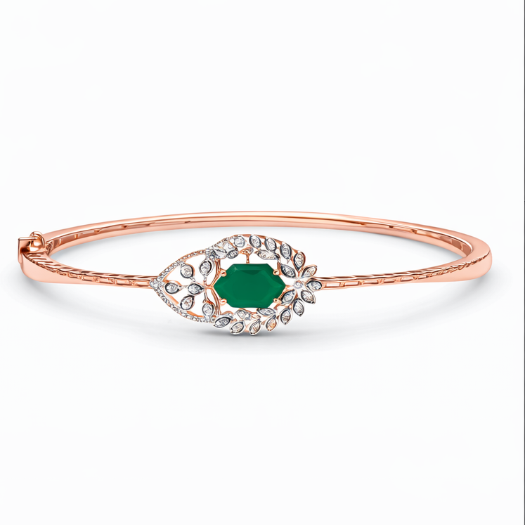Best Emerald Leaf Diamond Bracelet (Rose Gold) in Meerut | Savya Jewels