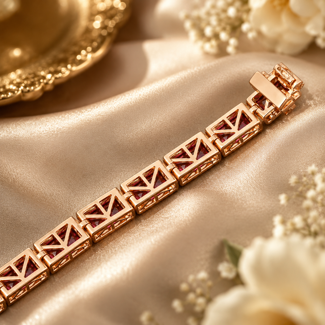 Princess Cut Diamond & Ruby Bracelet | IGI Certified | Savya Jewels