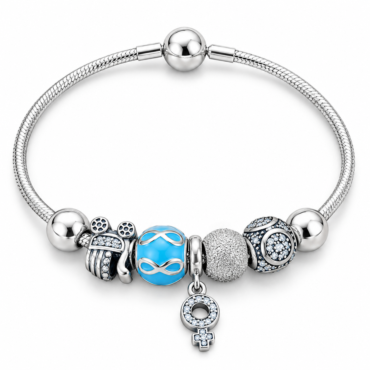 Blue infinity Silver Charm Bracelet for Women | Savya Jewels