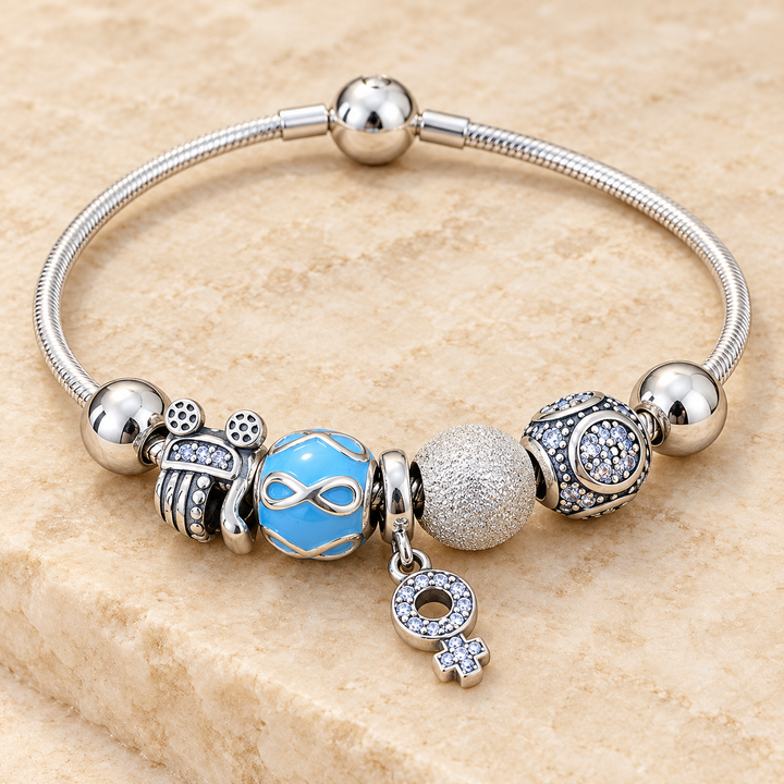Blue infinity Silver Charm Bracelet for Women | Savya Jewels
