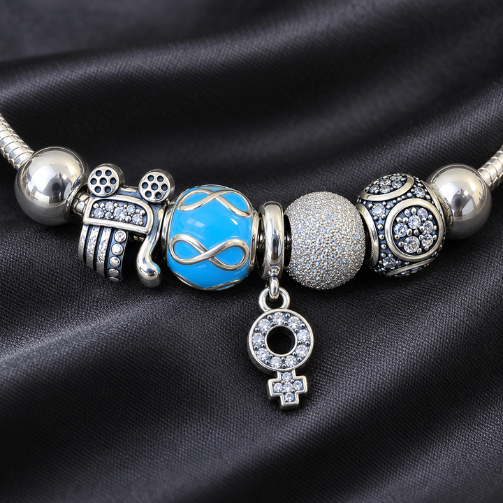 Blue infinity Silver Charm Bracelet for Women | Savya Jewels