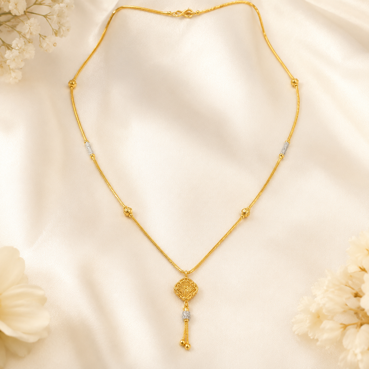 Wheat Spiga Gold Chain 22KT | 18 Inch Plain Gold Chain 8.35g