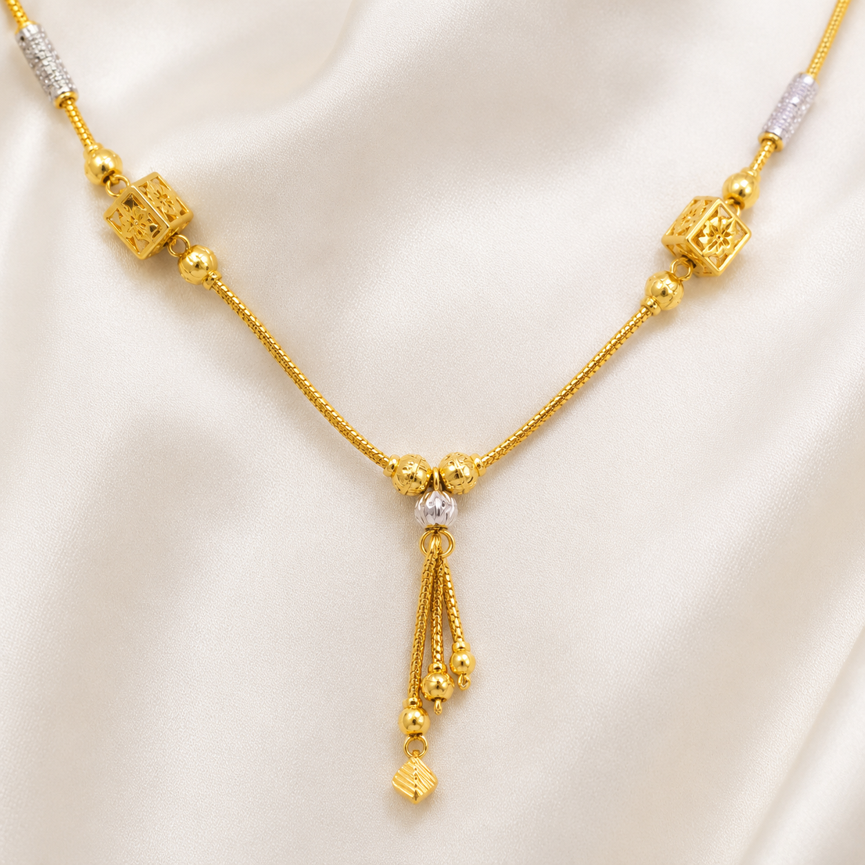 Wheat Spiga Gold Chain 22KT | 18 Inch Plain Gold Chain 10.77g II