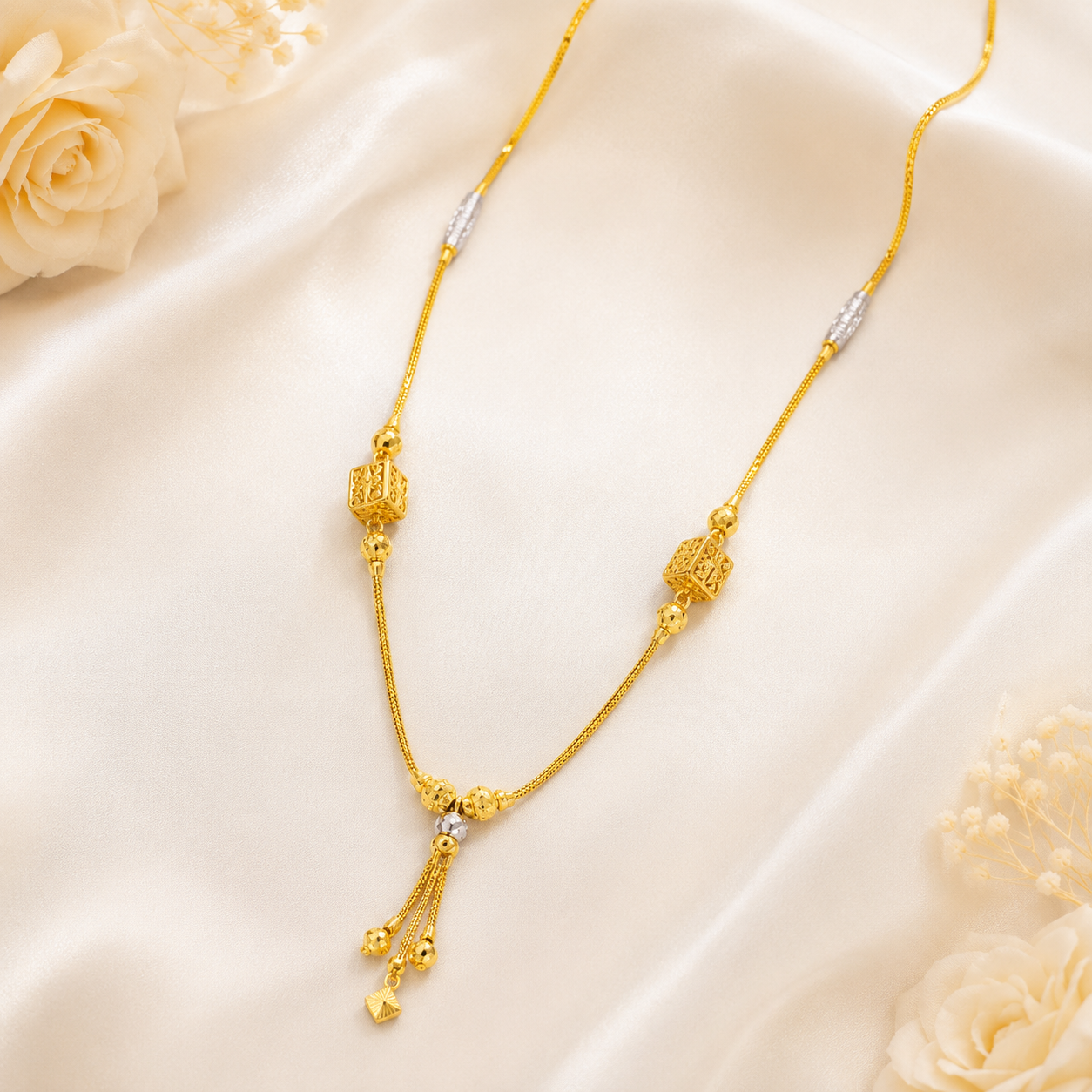 Wheat Spiga Gold Chain 22KT | 18 Inch Plain Gold Chain 10.77g II