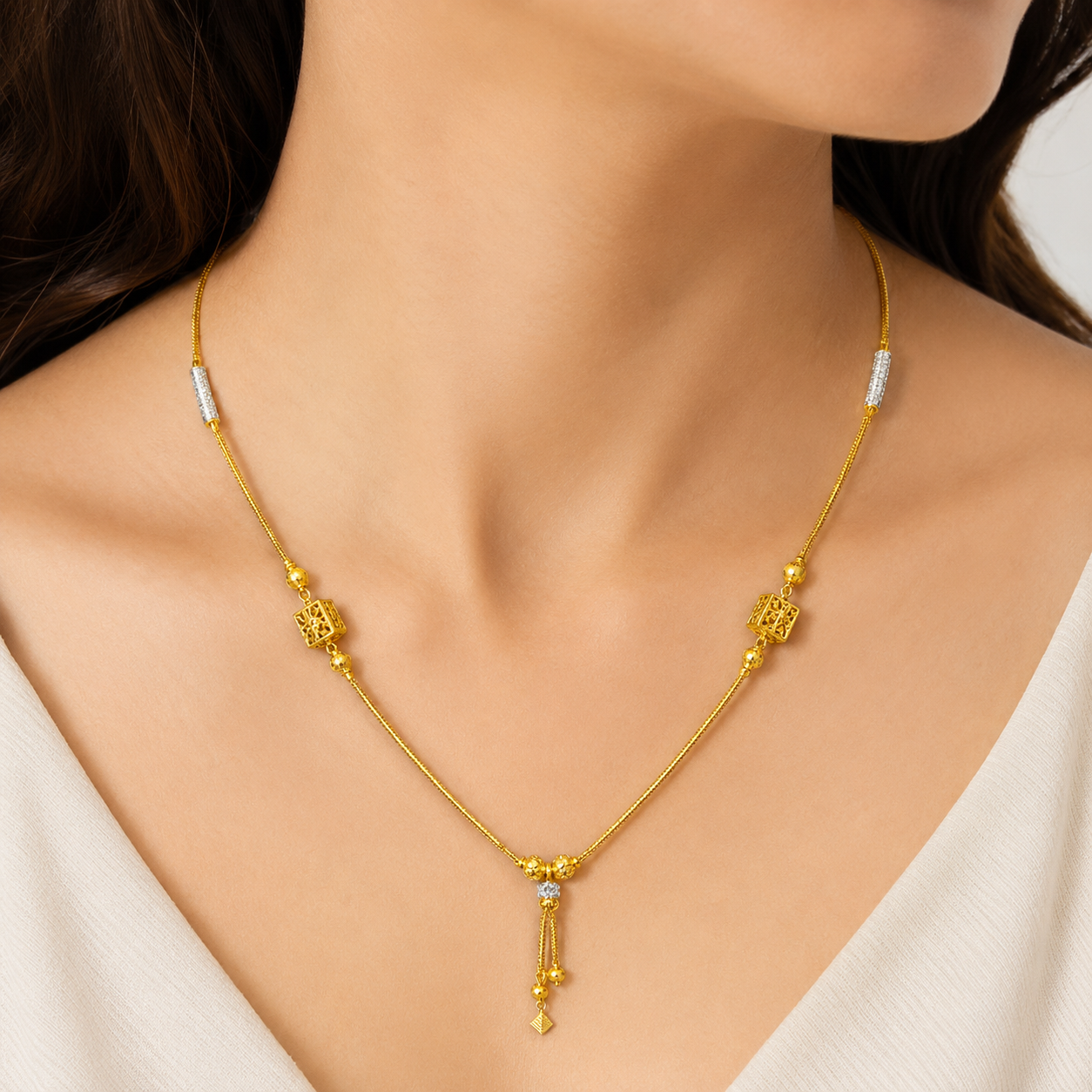 Wheat Spiga Gold Chain 22KT | 18 Inch Plain Gold Chain 10.77g II