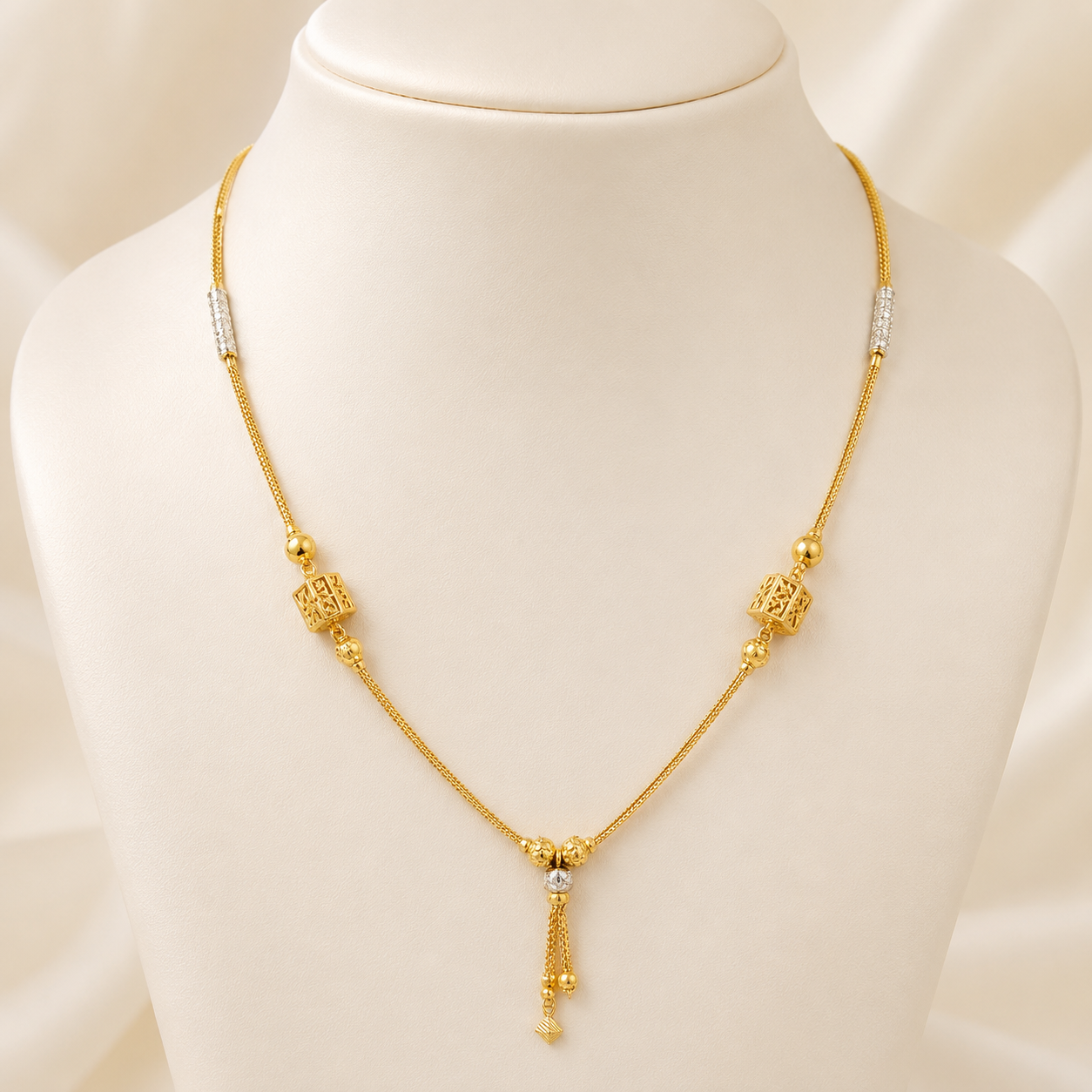 Wheat Spiga Gold Chain 22KT | 18 Inch Plain Gold Chain 10.77g II