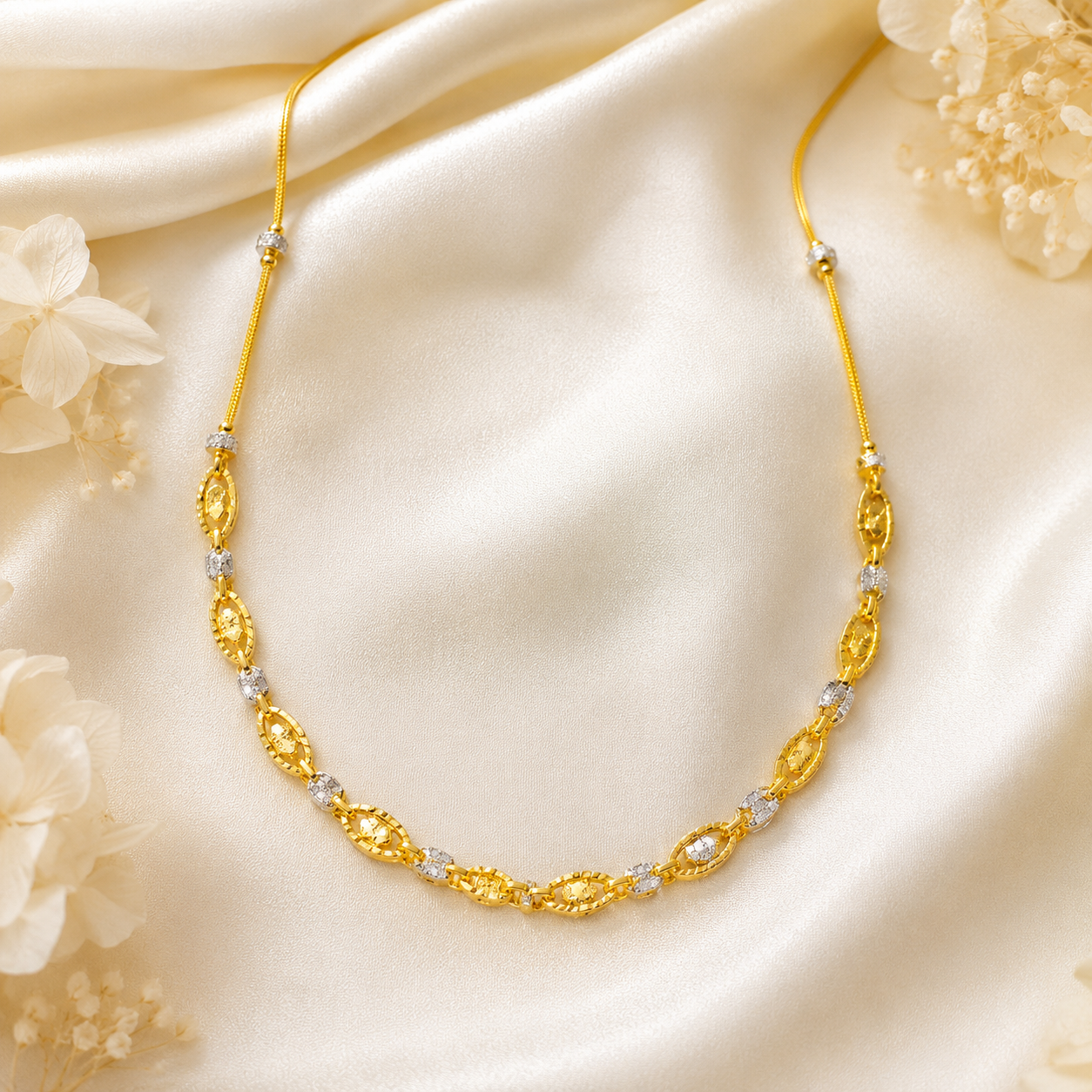 Wheat Spiga Gold Chain 22KT | 18 Inch Plain Gold Chain 11.01g