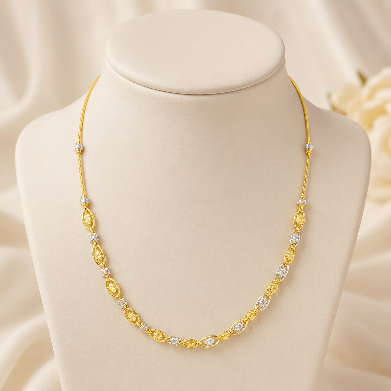 Wheat Spiga Gold Chain 22KT | 18 Inch Plain Gold Chain 11.01g