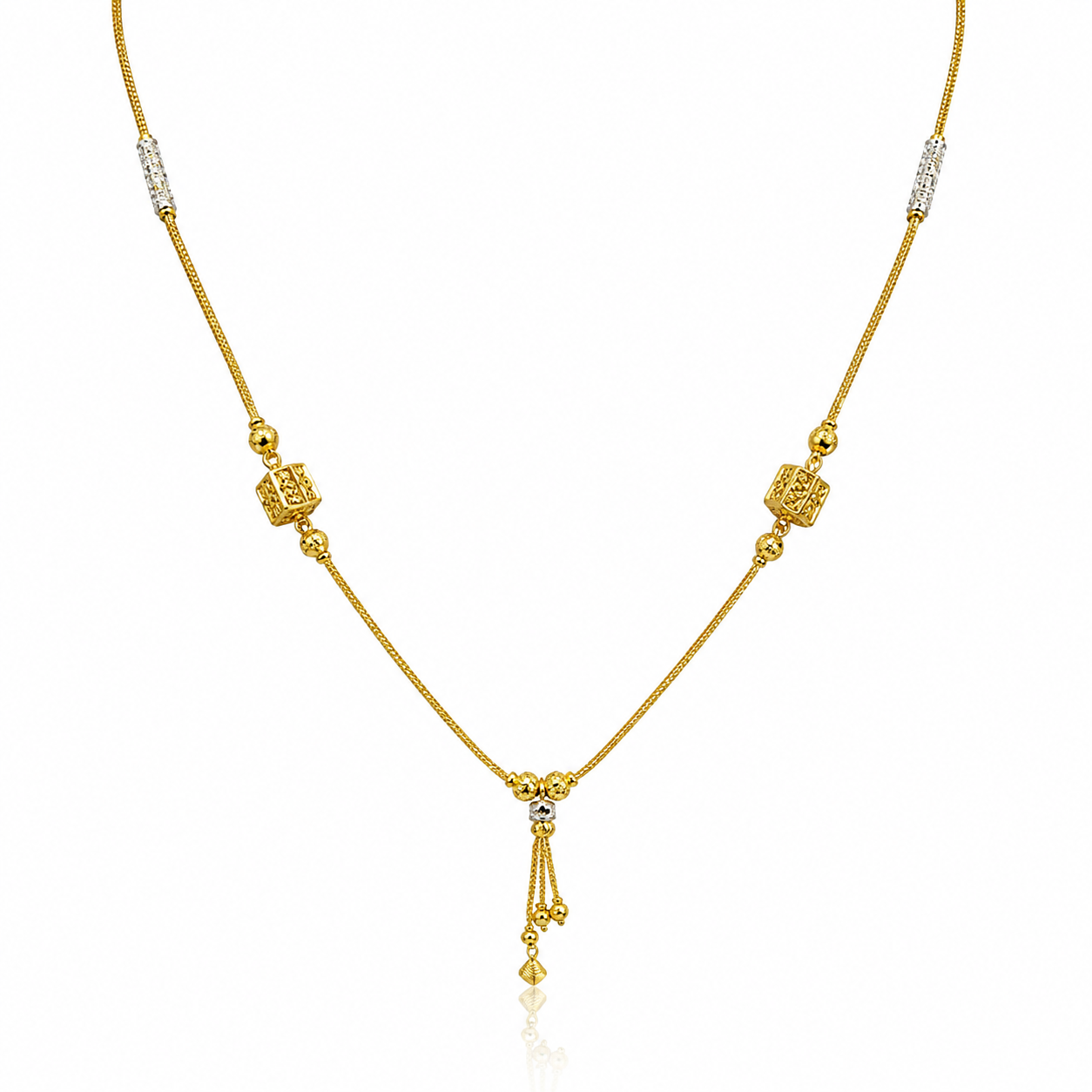 Wheat Spiga Gold Chain 22KT | 18 Inch Plain Gold Chain 10.77g