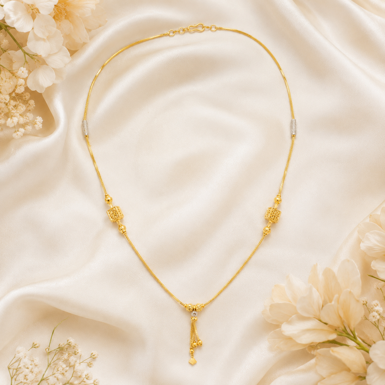 Wheat Spiga Gold Chain 22KT | 18 Inch Plain Gold Chain 10.77g